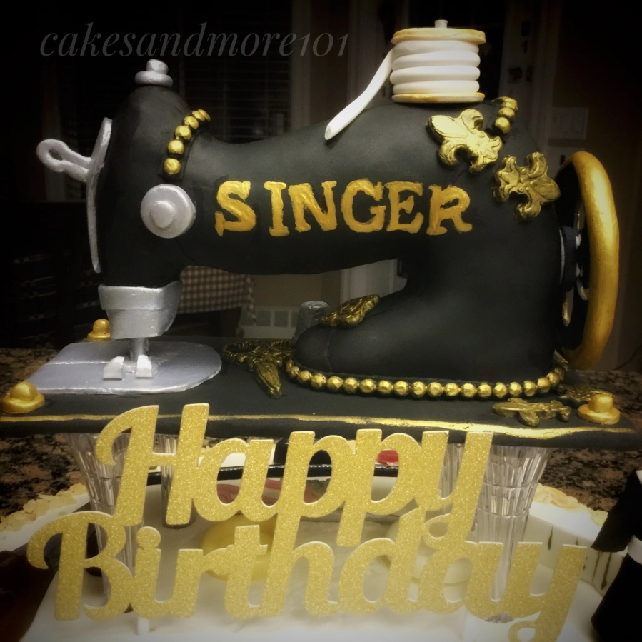 Vintage Sewing Machine Birthday Cake